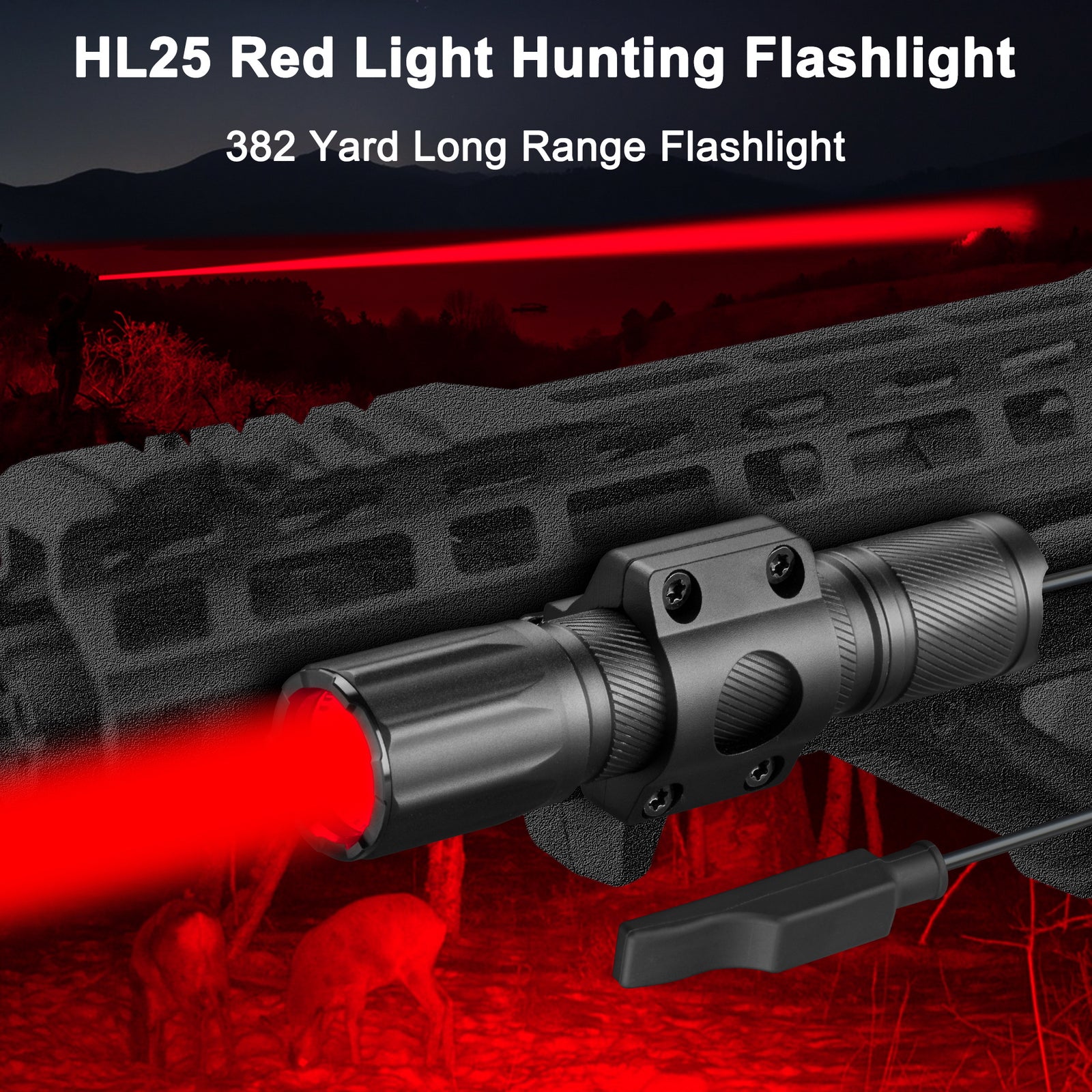 ANEKIM HL25 Red tactical flashlight hunting light with MLOK Mount