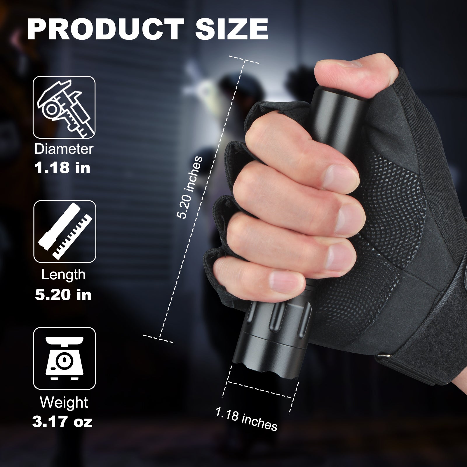 ANEKIM PD23 Mini Tactical Flashlight -1200 lumens rechargeable, suitable for outdoor activities and emergency use