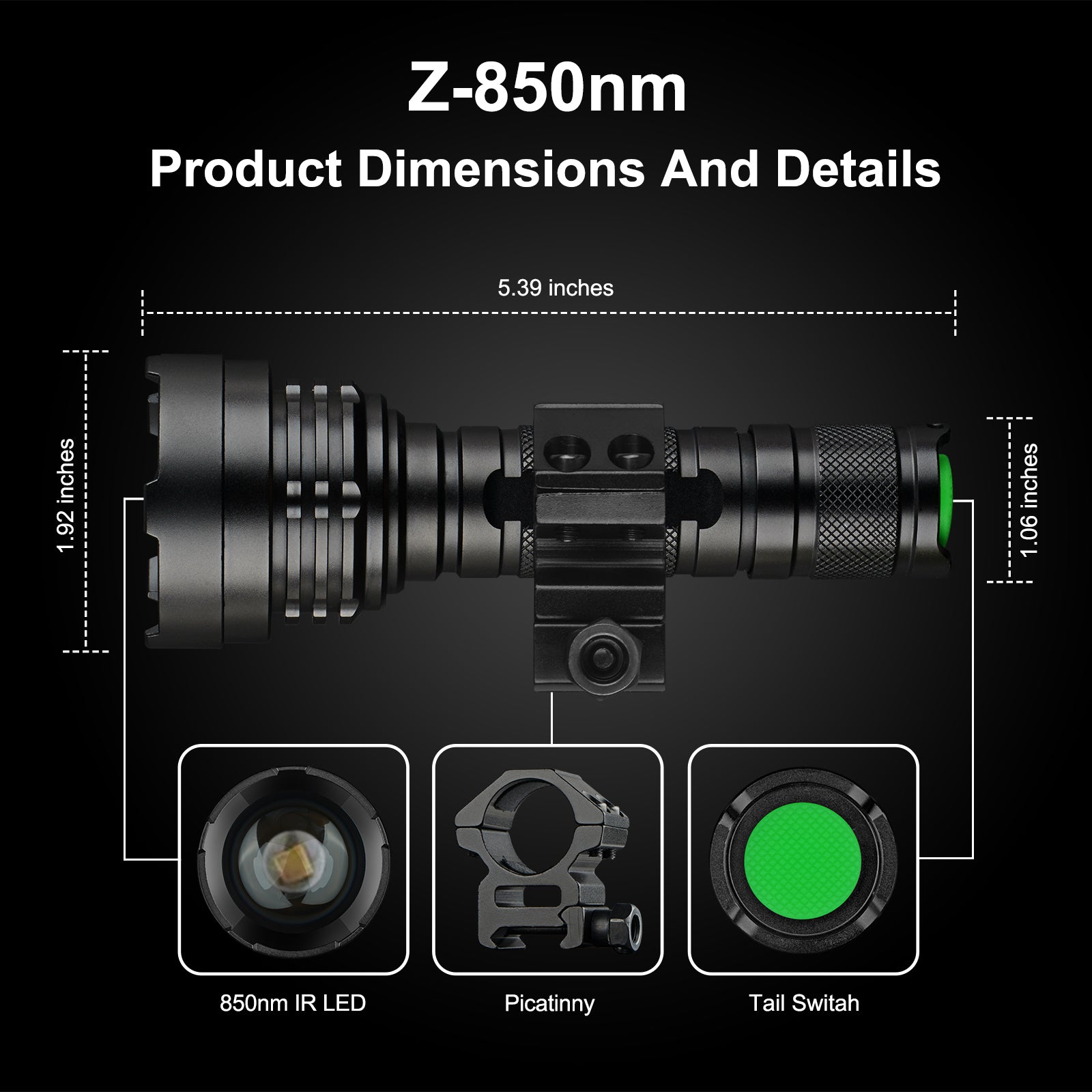 ANEKIM Z-850NM Night owl infrared illuminator flashlight 940nm