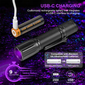 ANEKIM X1 365nm UV Flashlight black light with cured ultraviolet glue